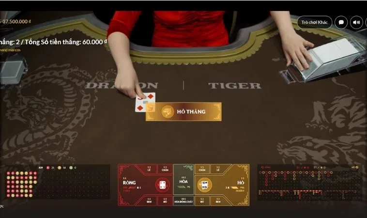 Giao diện chơi Dragon Tiger 100Win