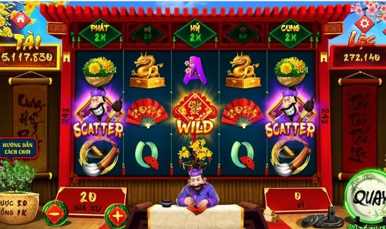 Giao diện chơi Quay Hũ Ông Đồ 100Win