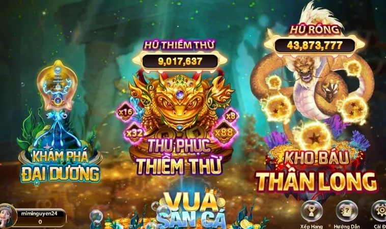 Các phòng chơi trong game Vua Bắn Cá 100Win