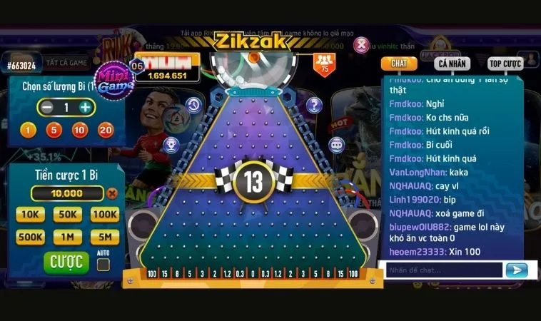 Giao diện chơi game nhanh ZicZac 100Win